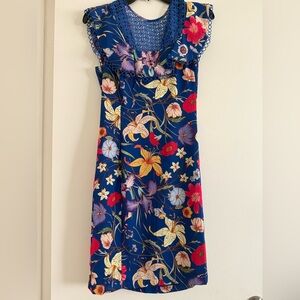 NWT Maxsport Floral Print Sleeveless Dress Tea Garden Navy Lace Size S $228